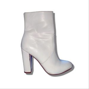 White Faux Leather Ankle Boots US size 6